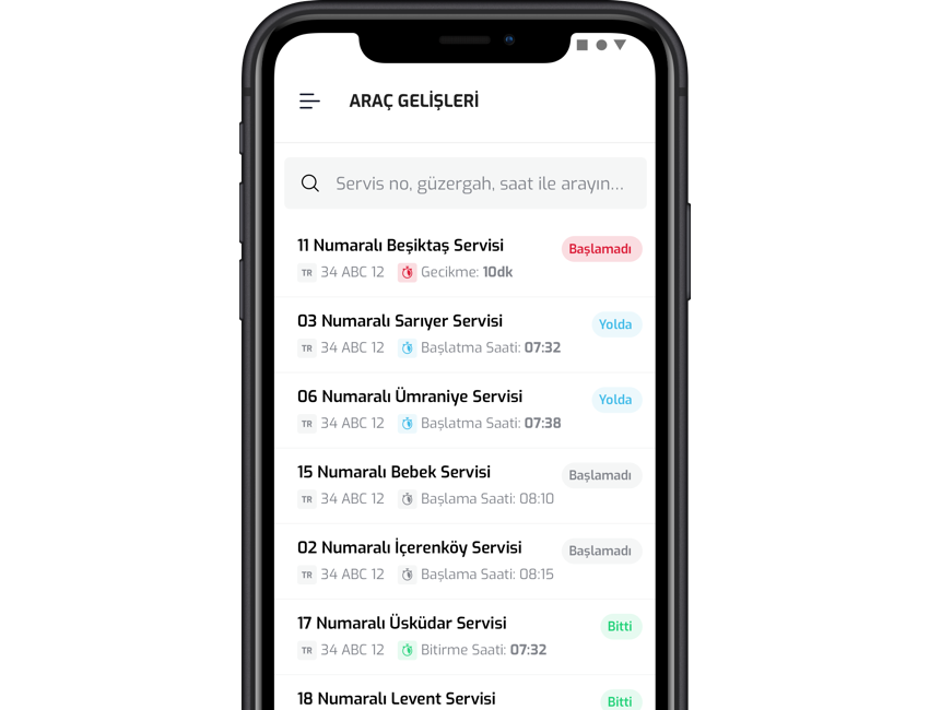 vita APP ile araç gelişleri takibi