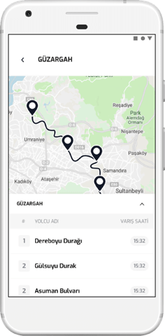 servis güzergah ekranı